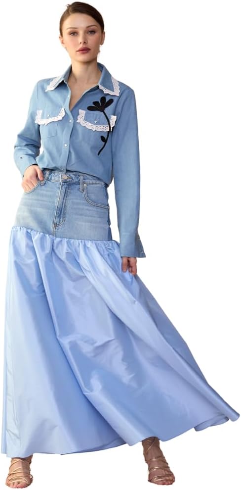 Denim Taffeta Skirt